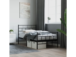 Estructura Cama Sin Colchón Con Estribo Metal Negro 107x203 Cm