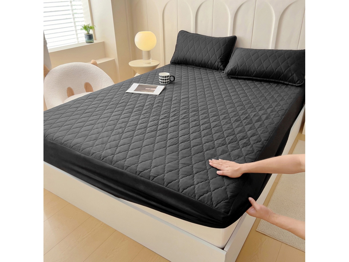 Protector de colchón impermeable, protector de almohada (2 piezas) (para camas de 90x200 cm) Negro Siurn (1 pieza)