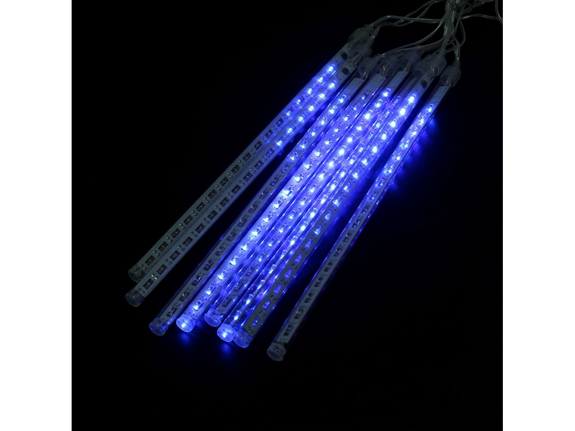 2026-8pcs/set 30cm Tubos De Luces Lluvia De Meteoros 144 Led Luminosas Cuerdas Caídas Decoración Azul