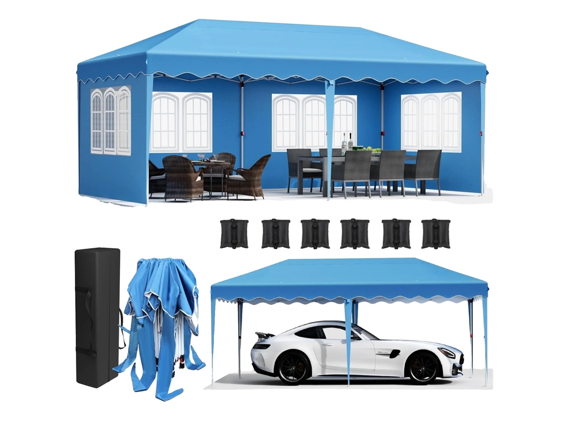 Gazebo plegable, cubierta impermeable, protección UV, azul OEM