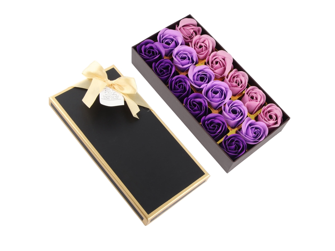 Jabón Artesanal De Rosas, Degradado Morado, Regalo Romántico Para Las Fiestas, Caja Decorativa