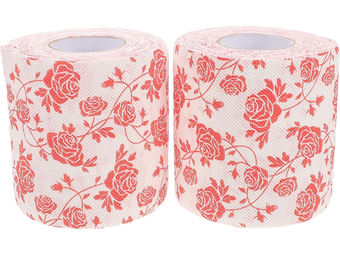 Papel Higiénico Decorativo Flores Rosas 2 Unidades Pulpa Madera Gruesa Suave Decoración Baños Fiestas