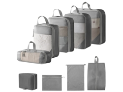 Conjunto De Bolsas Organizadoras Para Malas, Pacote Com 9 Chrui (cinza)