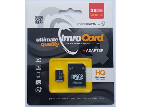 Tarjeta de memoria Imro Microsd10/32G Uhs-3 Adp 32 Gb Microsdhc Uhs-III Clase 10