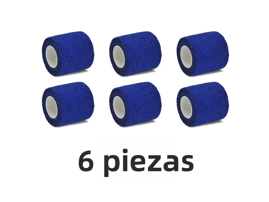 (azul Oscuro, Paquete De 6, 7,5 Cm X 4,8 M) Venda De Gasa De Algodón Transpirable, Vendaje Elástico Autoadhesivo