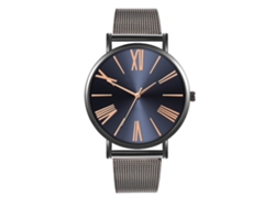 Elegante Reloj De Pulsera Para Parejas Con Correa De Malla Y Números Romanos, Azul Y Negro.