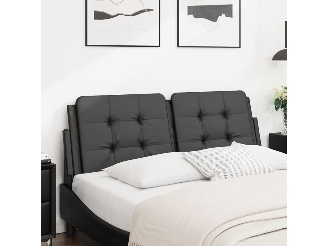 Cabecero De Cama Acolchado Cuero Sintético Negro 120 Cm