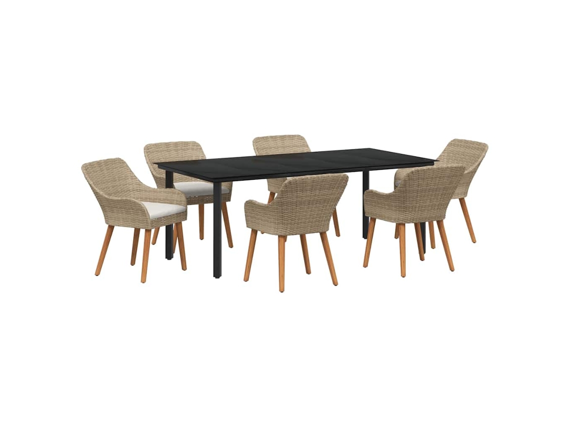 Maison Exclusive - Conjunto De Comedor De Jardín 7 Pcs Beige Ratán Sintético