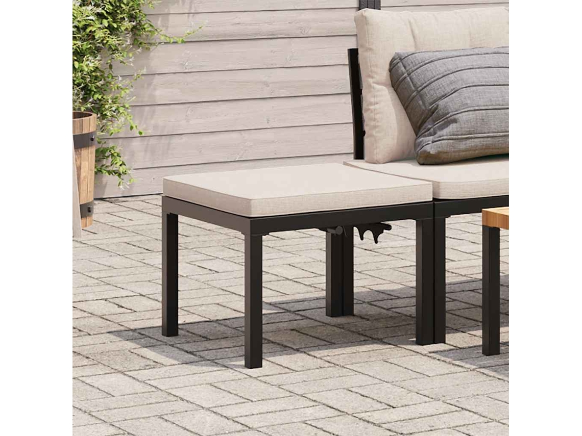 Banco de jardín con cojín de acero revestido con polvo negro, DKD HOME DECOR