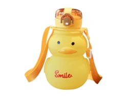 Botella de agua para niña con pajita, 650 ml, vaso de plástico portátil de gran capacidad Mdug (amarillo)