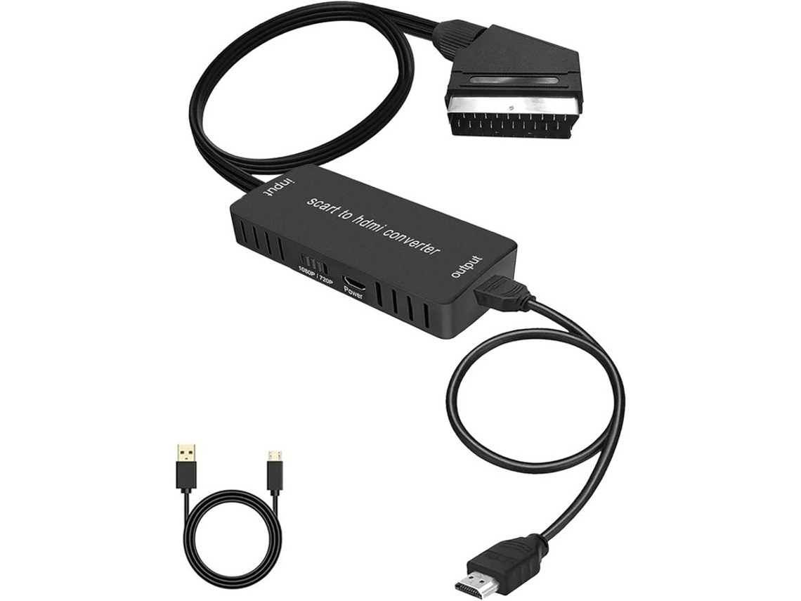 Cable adaptador SCART a HDMI 1080p. Cable HDMI incluido. Compatible con HDTV, proyector, Xbox, PS3, VHS/VCR, STB, Sky, Blu-ray y DVD. Yizhood