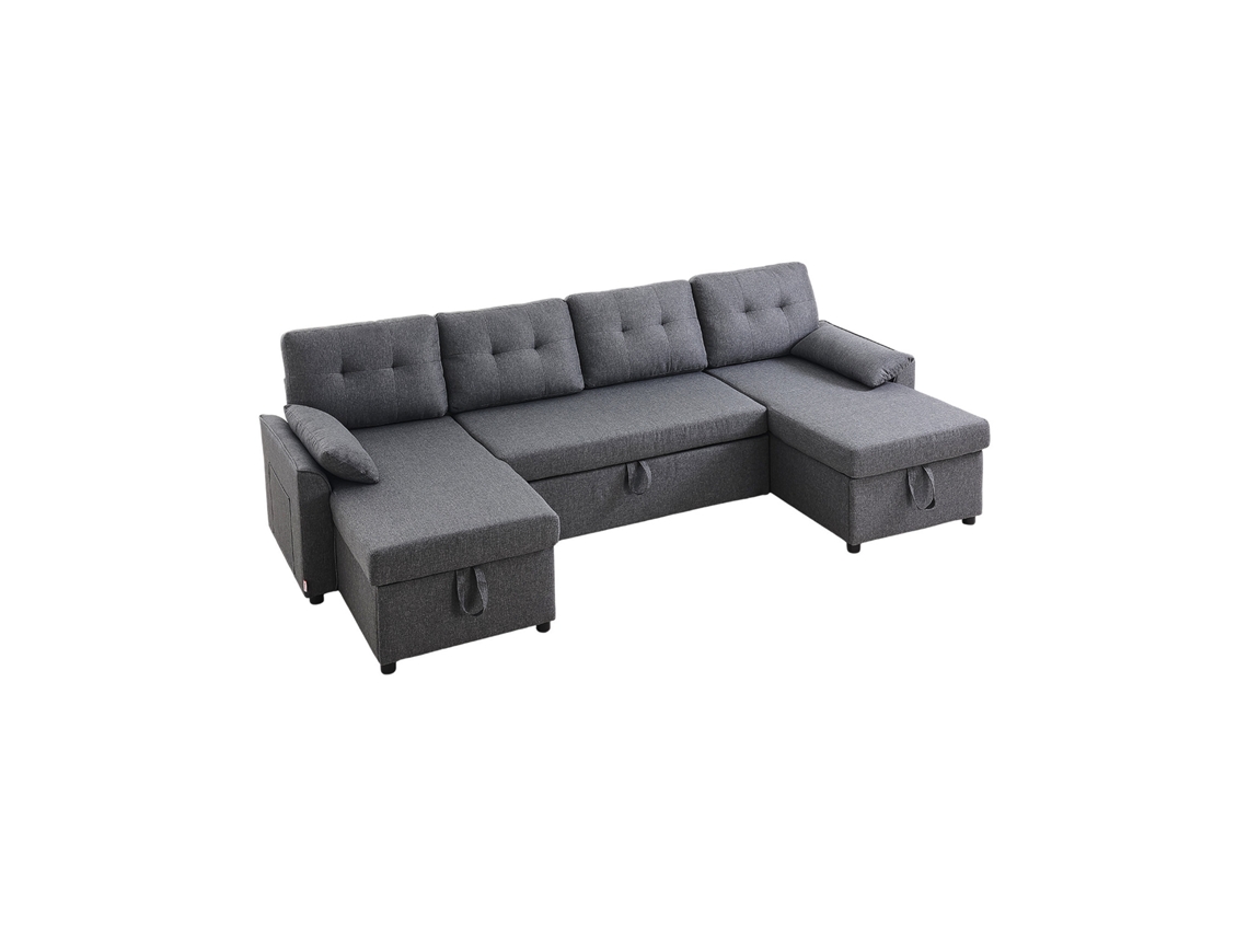 Sofá cama Vevor gris en forma de U de 287 x 145 x 91 cm con 6 asientos extraíbles