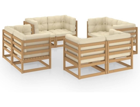 Conjunto 8 de muebles de jardín VIDAXL y cojines madera pino maciza