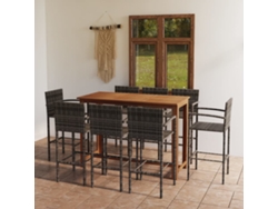 9 Piezas Conjunto De Bar Para Jardim Cinzento Dkd Home Decor