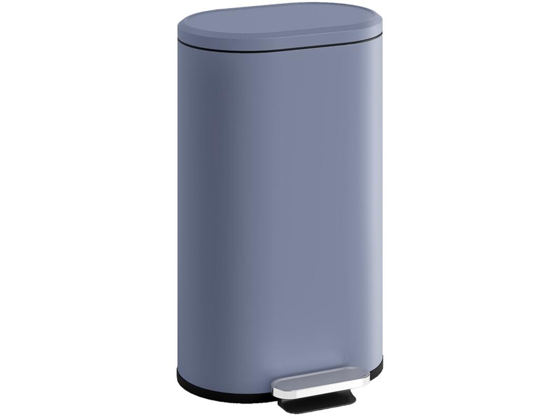 Cubo de basura de 30 l, pedal metálico, contenedor interior extraíble, tapa de cierre suave, gris, BGA Store