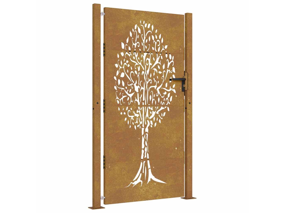 Maison Exclusive - Puerta De Jardín 100x175 Cm De Acero Corten Con Diseño De Árbol