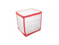 Caja de almacenamiento para 64 bolas navideñas, plástico transparente con divisores, ideal para decoraciones de árboles de Navidad.