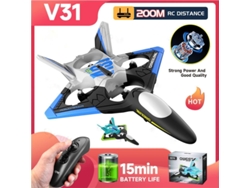 Avión Planeador De Espuma V31, Dron De Control Remoto (duración De La Batería 15 Min - 2 Baterías - Azul)