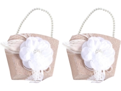 2 Piezas, 2 Piezas Elegantes Cestas De Mano Con Perlas Cesta Pequeña Con Asa Para Decoraciones Y Ce