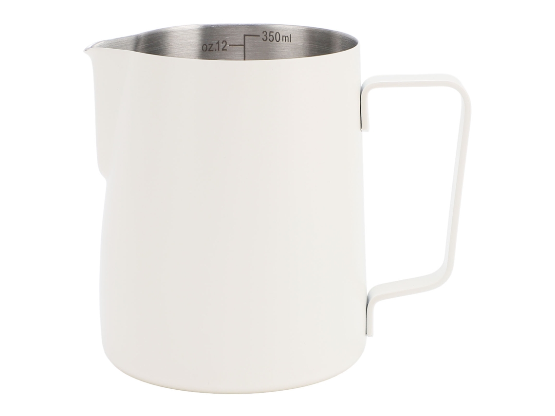 Jarra de capuchino de 350 ml de acero inoxidable 304 con alta conductividad térmica blanca