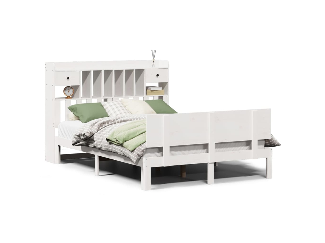 Maison Exclusive - Cama Con Estantería Sin Colchón Madera Maciza Blanca 140x200 Cm