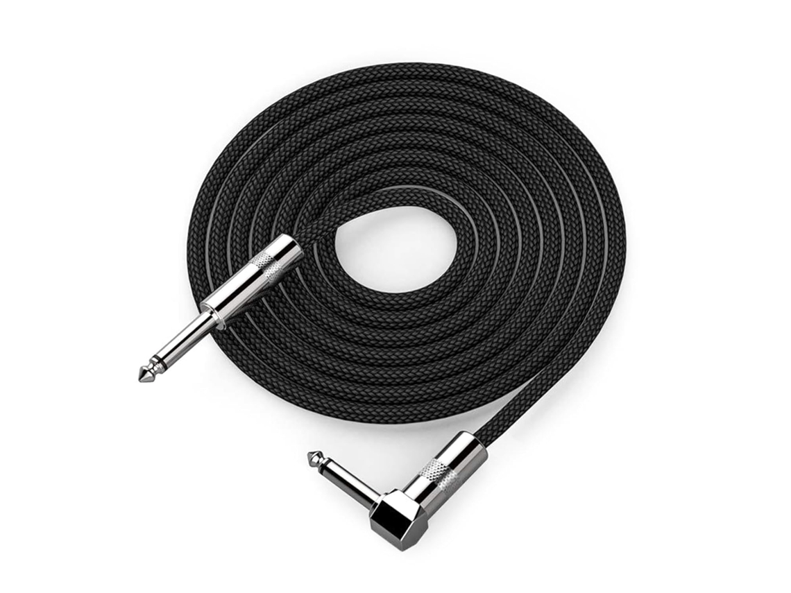 Cable De Guitarra De 6,35 Mm Con Fundas Termorretráctiles Reforzadas, Diseño Trenzado En Ángulo Recto Para