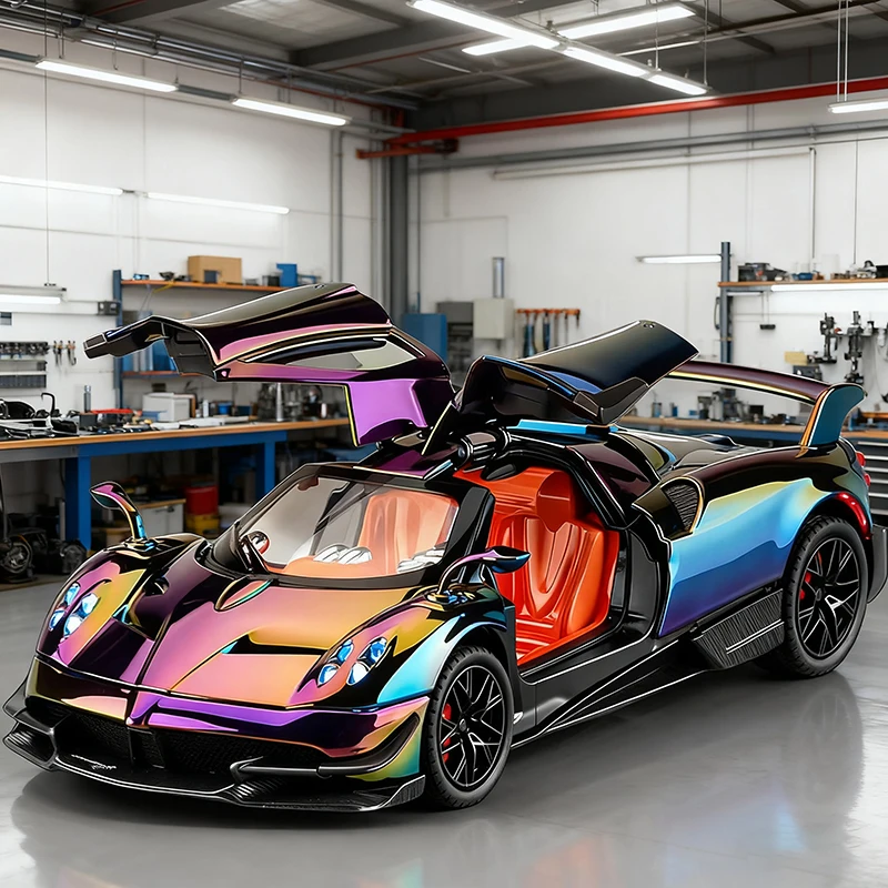 (roxo) Miniatura De Carro Supercarro Em Escala 1:24, Feita De Liga Metálica, Com Efeitos De Som E Luz.