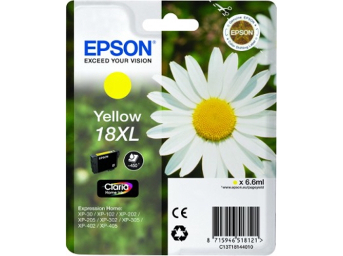 Cartucho de tinta original EPSON, Tinta Claria Home, 18XL, Margarita 6,6 ml , Amarillo, C13T18144022, T1814