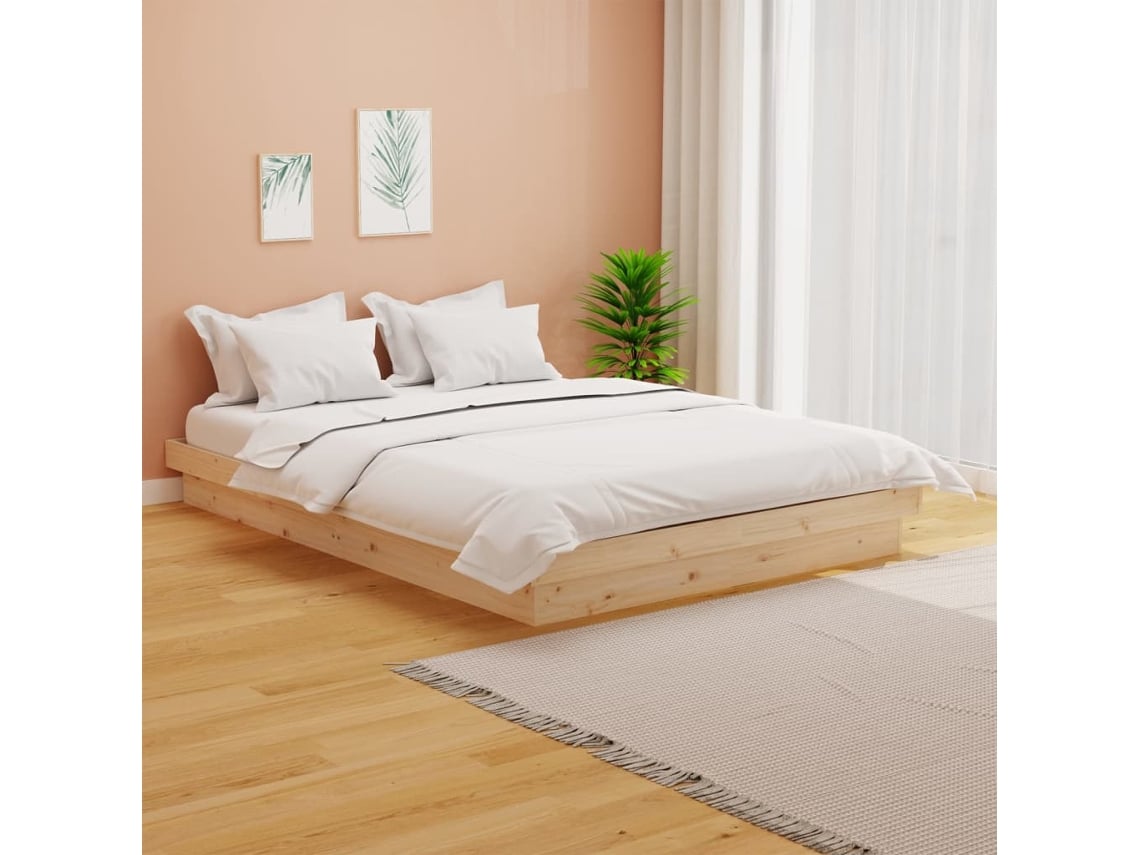 Estructura De Cama Doble Sin Colchón Madera Maciza