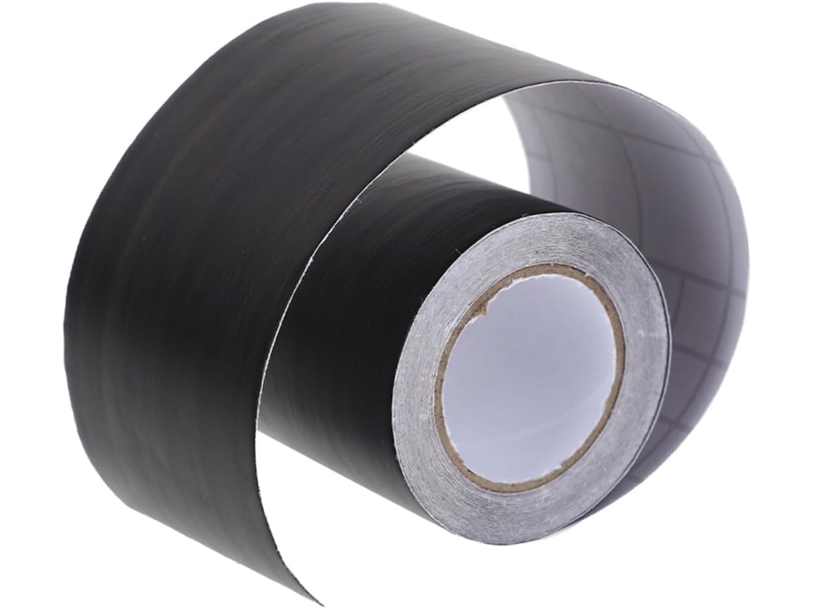 Moldura De Pared Autoadhesiva De Pvc, Rodapié De Vinilo Negro Con Efecto Madera, Rollo De 5 M X 10 Cm