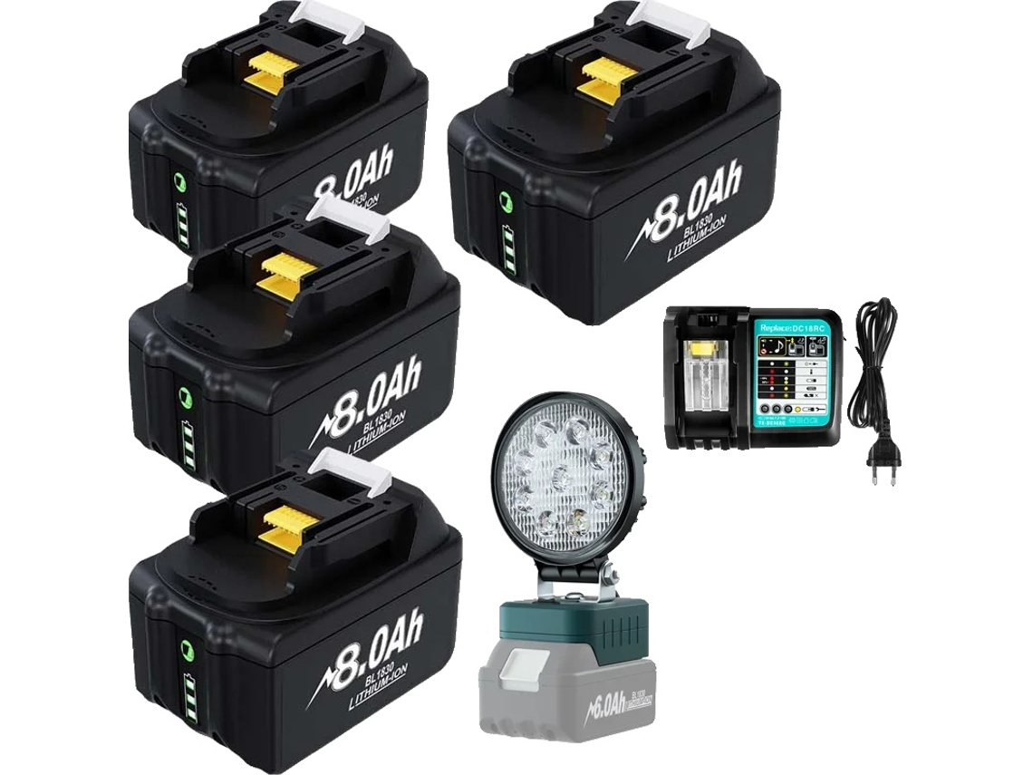 Batería para herramientas eléctricas, capacidad de 8000 mAh, compatible con BL1830, compatible con 4 fabricantes de equipos originales (OEM)