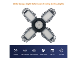 2026-2pcs Luces Led Para Garage 80w 110-130v Con Sensor De Movimiento Plegables 4 Paneles Ajustables Base E26 Luz Blanca 6500k