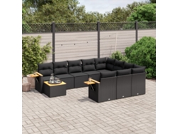 Conjunto de sofás de jardín de 11 piezas DKD Home Decor con cojines de mimbre negros