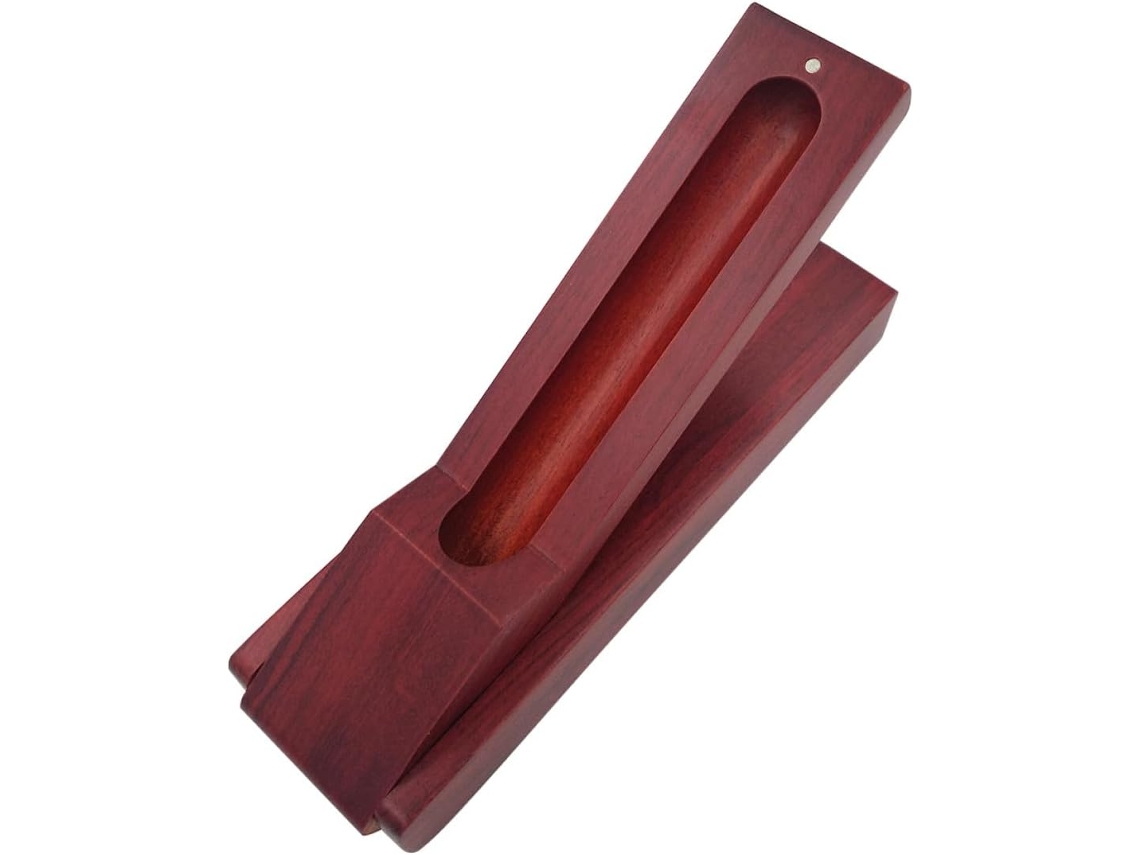 Solustre Elegante Caja De Madera De Ciruelo Rojo Con Mecanismo Giratorio. Clásica Caja Para Bolígrafos Y Práctica Caja