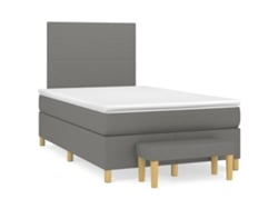Cama Box Spring Con Colchón Tela Gris Oscuro 120x190 Cm