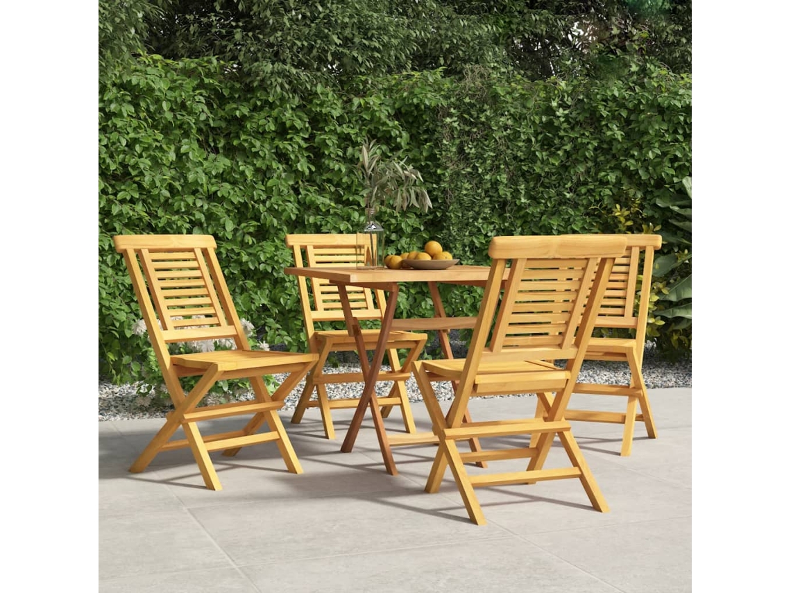 Sillas de jardín plegables (4 unidades, 47 x 63 x 90 cm), teca maciza, DKD Home Decor