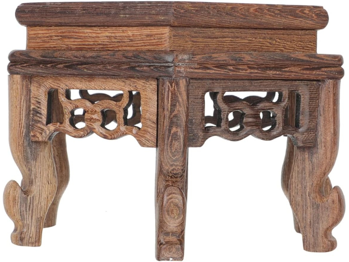 Soporte De Madera Hexagonal Para Plantas De Escritorio