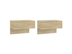 Juego de 2 mesitas de noche de pared MAISON EXCLUSIVE, color roble Sonoma