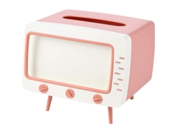 Caja De Servilletas Con Soporte Celular Antideslizante Desmontable Forma Tv Rosa