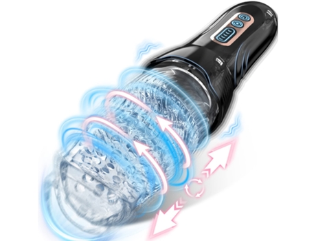 Masturbador masculino automático con 5 modos de empuje y rotación y 10 de vibración (negro) VEANXIN