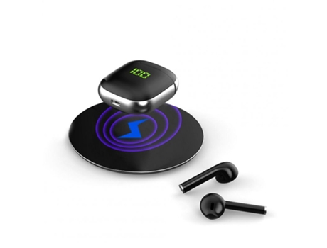 Auriculares Bluetooth True Wireless Wk60 Auriculares a prueba de juramentos Pantalla LED Carga I12 I18 I16 Max Pro Negro + Plata