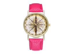 Reloj De Pulsera De Cuarzo Para Mujer, De Cuero, Estilo Casual Y Moderno (rosa Y Rojo).