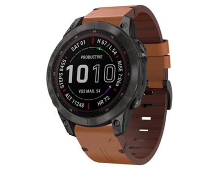 Correa Smartwatch para Garmin Fenix 7 de 22 mm con Hebilla de Acero y Piel (Marrón)