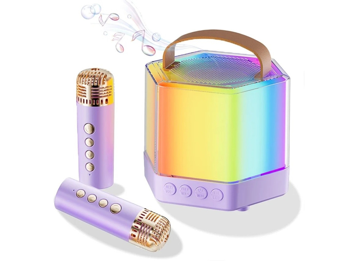 Mini máquina de karaoke para niños y adultos, altavoz Bluetooth portátil con 2 micrófonos inalámbricos, juego de altavoces de karaoke Yizhood