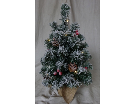 Árbol de Navidad FBRIGHT Árbol Led Nevado Piñas Bolitas Rojo (60 cm)