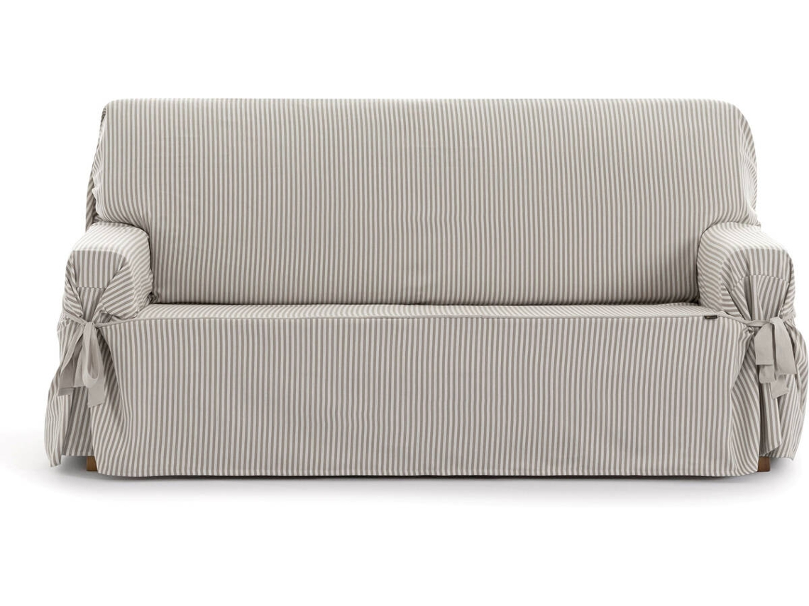 Funda de Sofá 3 Plazas EYSA Calma con Lazos (110 x 230 x 70 cm - Algodón y Poliéster - Beige)
