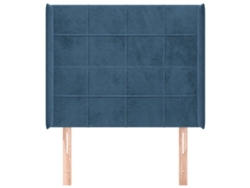 Cabecero Con Orejas De Terciopelo Azul Oscuro 83x16x118/128 Cm