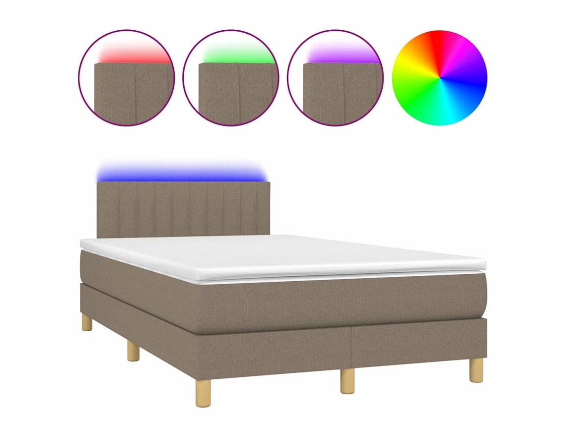 Maison Exclusive - Cama Box Spring Con Colchón Y Led Tela Gris Taupe 120x190 Cm