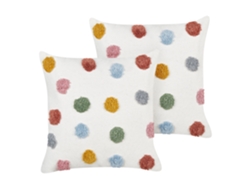 Juego de cojines decorativos BELIANI Wallflower de Algodón Blanco 45x45x10