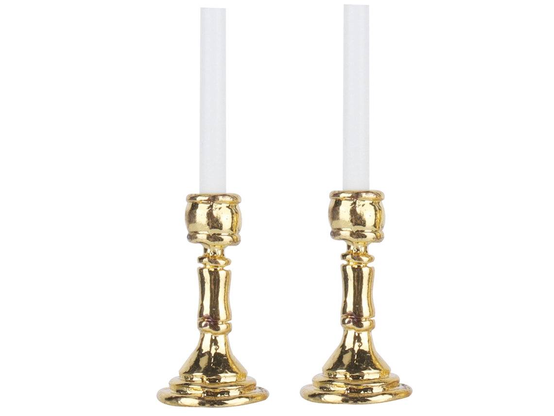 1 Par De Adornos Dorados En Miniatura Para Casa De Muñecas, Escala 1:12, Decoración Metálica De 4 Cm.